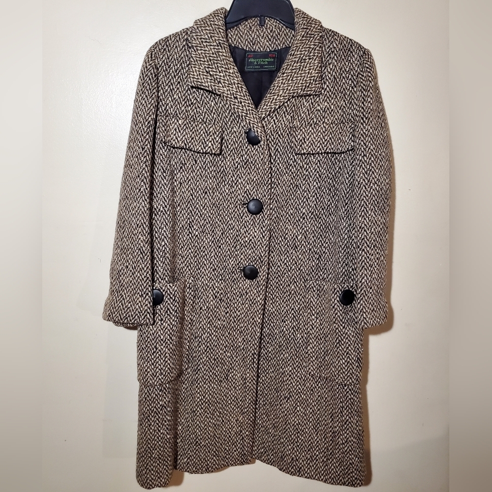 Vintage Abercrombie And Fitch Tweed Coat XL 80s